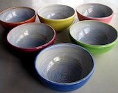 Handmade Bowls, Dessert bowls, pottery, ceramic, stoneware clay, wheel thrown, set of 6
