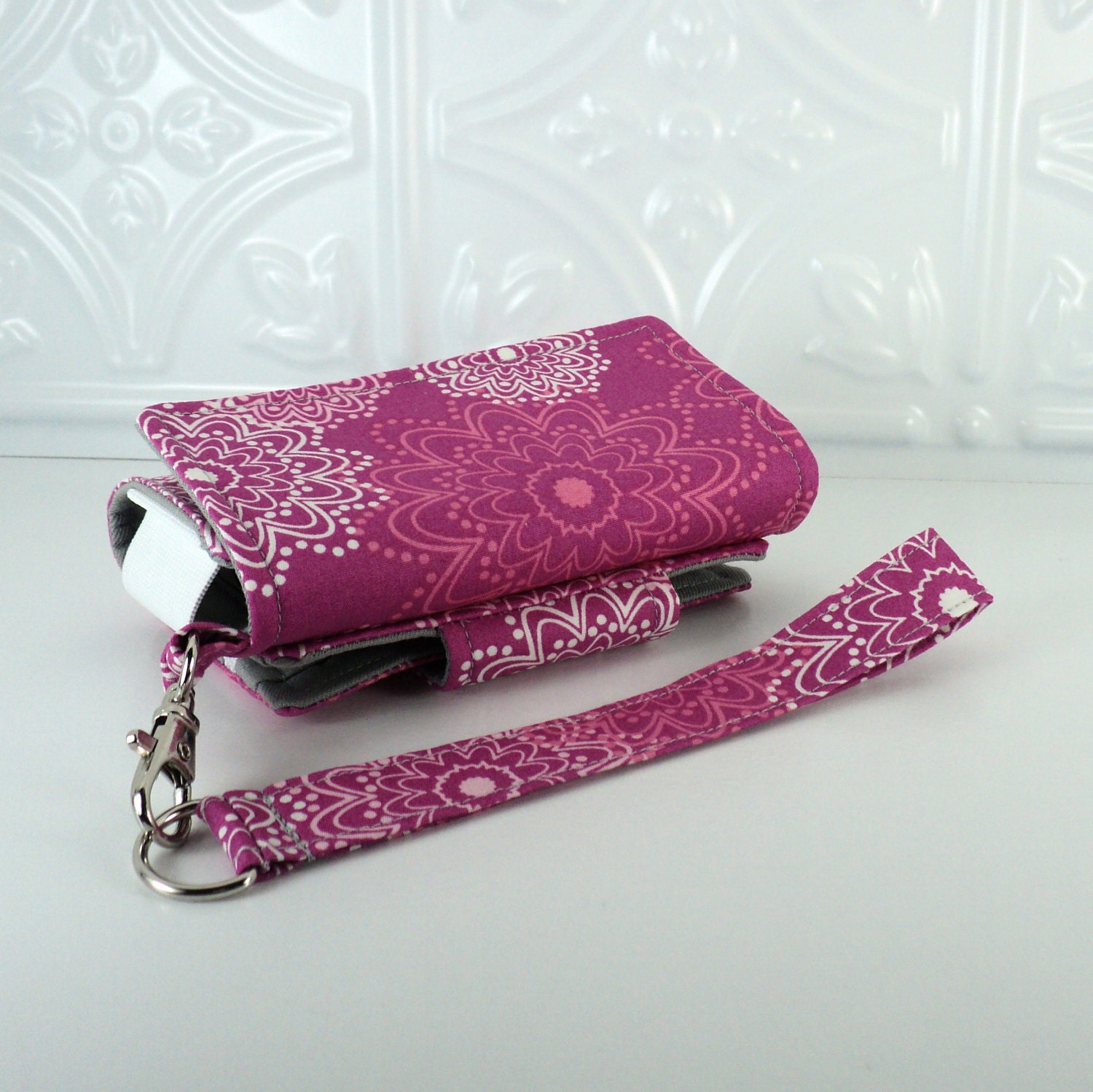 The Errand Runner - Cell Phone Wallet - Wristlet - Sparkles in Orchid/Gray
