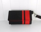 The Errand Runner - Cell Phone Wallet - Wristlet - for iPhone/Android - Black/Red Ribbon