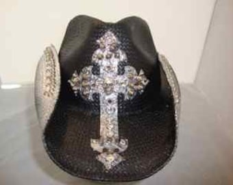 Handmade New Bret Michaels Crystals and Spikes Custom Cowboy Hat ...
