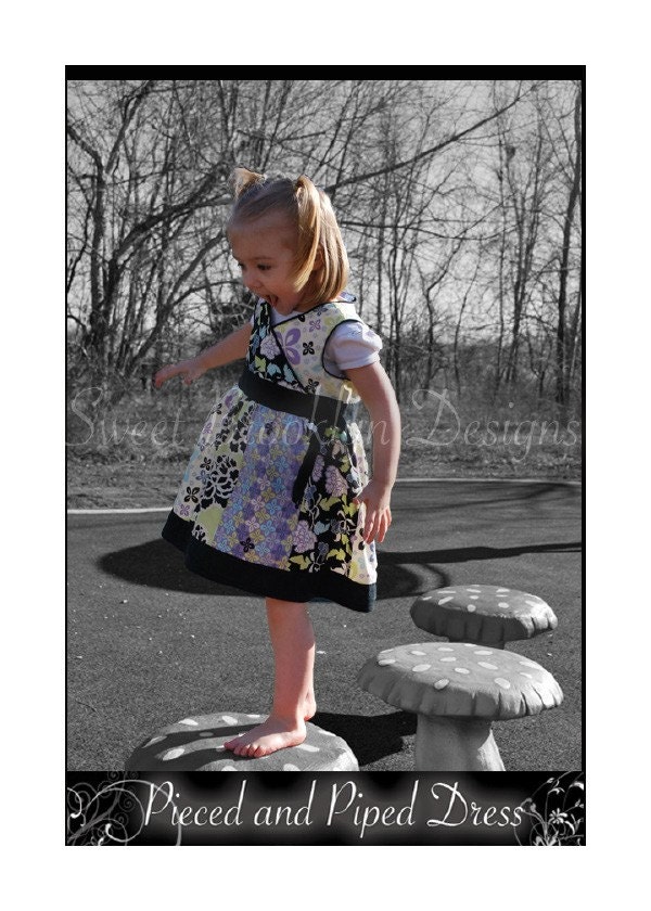 New Pieced and Piped Girls Dress Pattern PDF Sale