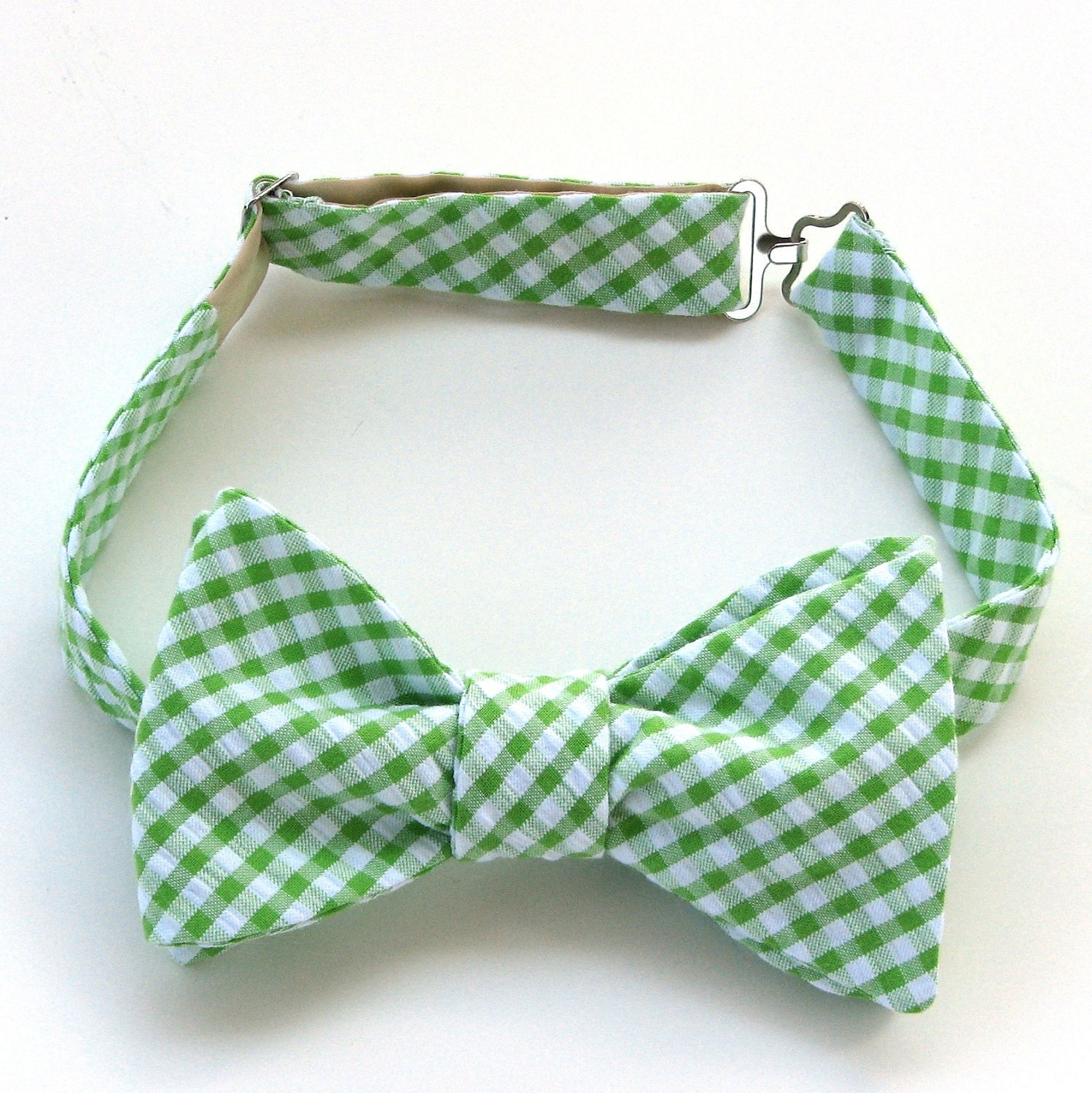 Men's Lime Green Gingham Bow Tie