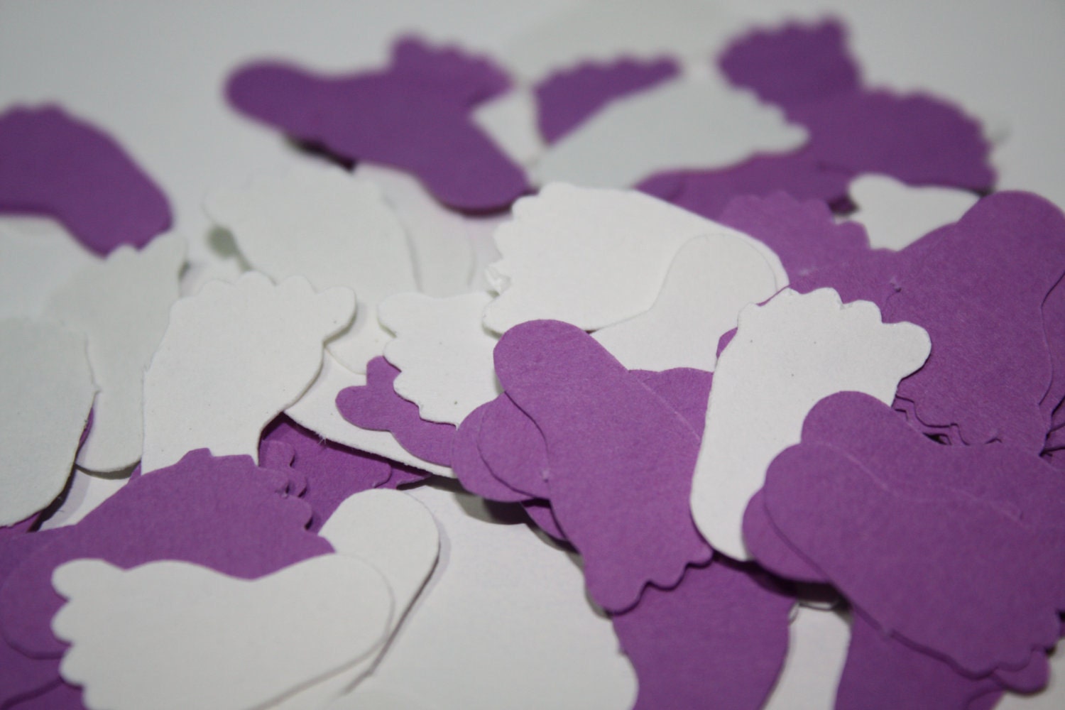 Baby Feet Die Cut Confetti Table Decor 100 pieces purple and white