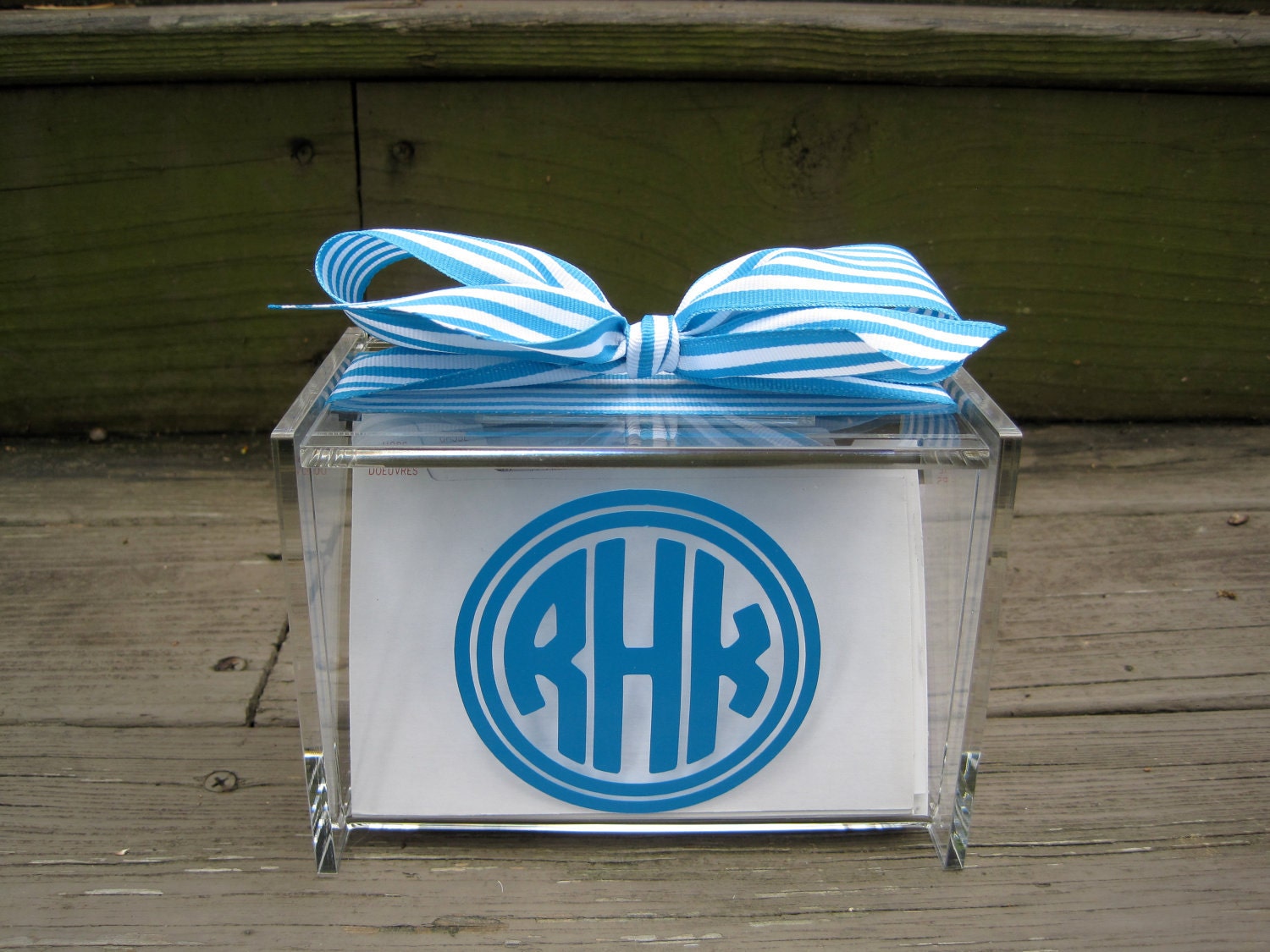 Personalized recipe box with 60 blank recipe cards & divider