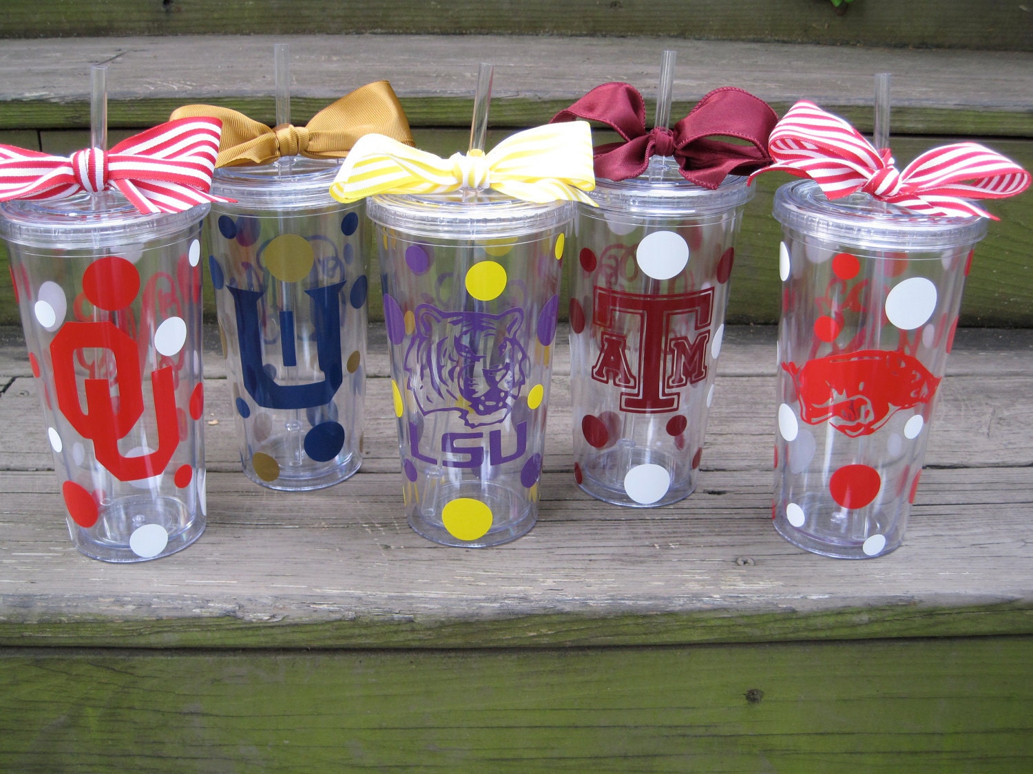 Personalized collegiate tumblers with lid and straw-20 oz.