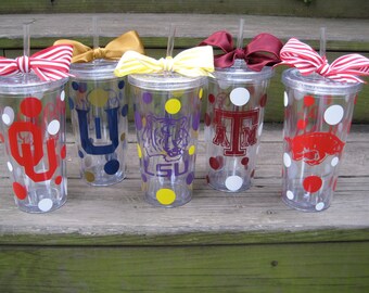 Personalized collegiate tumblers with lid and straw-20 oz.