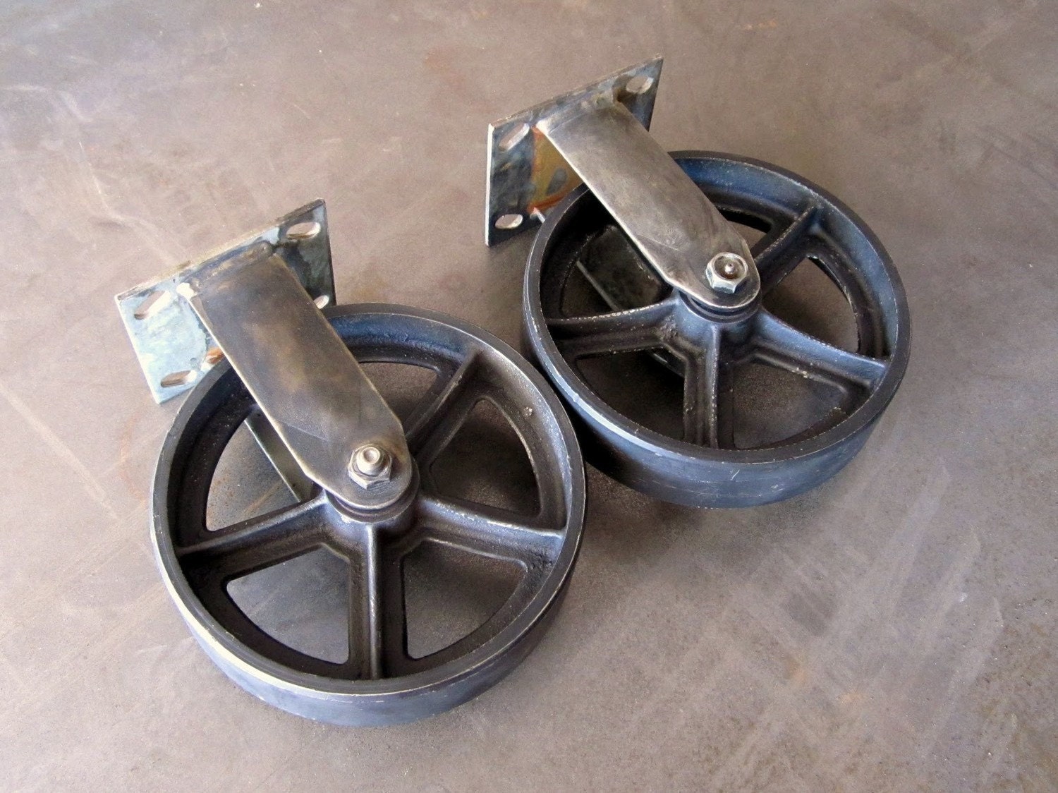 Vintage Rigid 8 inch Caster Wheels / Antique Casters 8RG