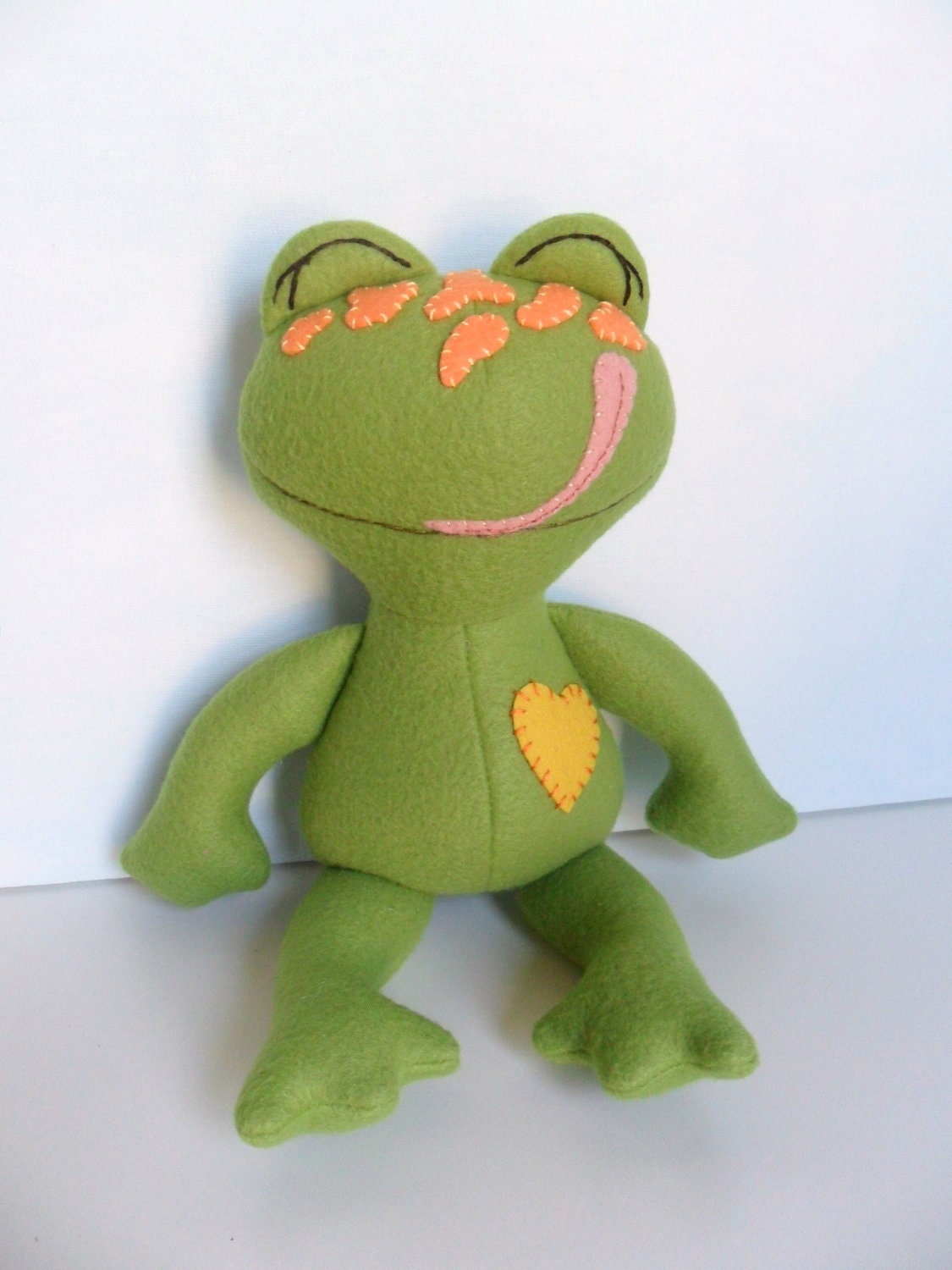 Kids - Baby & Toddler - Stuffed Toy - Frog Ragdoll - Pea Green w/Tangerine Spots - Glow in the Dark (Mini)
