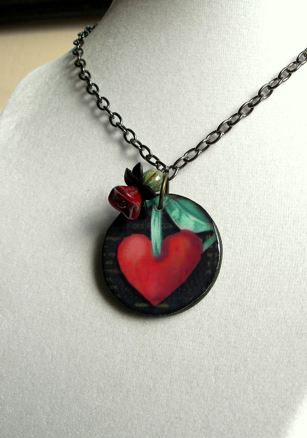Heart Necklace,Heart JewelryRed Heart Necklace