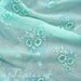 2yds Sheer Fresh Green Cotton Gauze Vintage Fabric Teal Blue Floral with Pansy & For-Get-Me-Not Babys-breath
