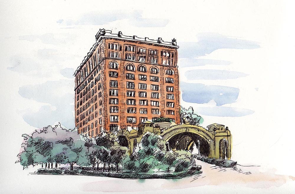 Pennsylvania Station, Original Ink and Watercolor Drawing