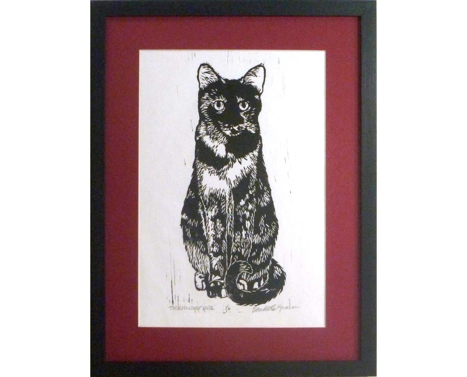 The Roundest Eyes Linoleum Block Print