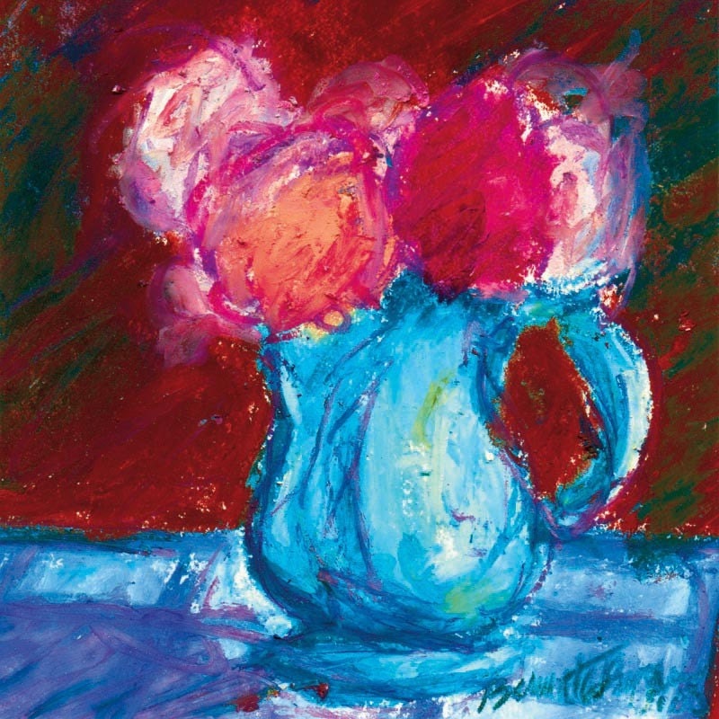 January Jeraniums 1, original oil pastel