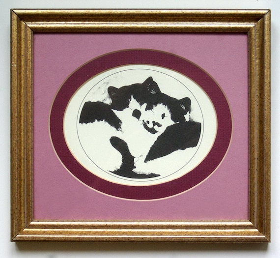 I Like Your Spots, Gold and Violet Framed Cat Print