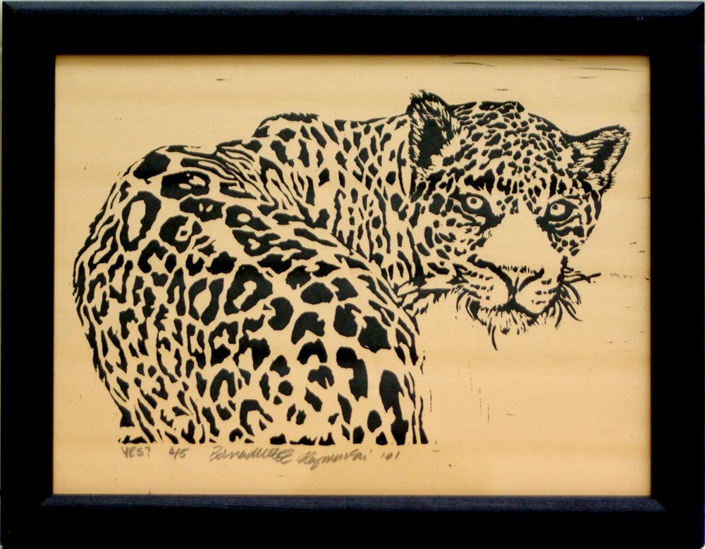 Yes, Framed Linoleum Block Print