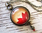 Jungle Flame Vintage Inspired Necklace - Pressed Flower Jewelry