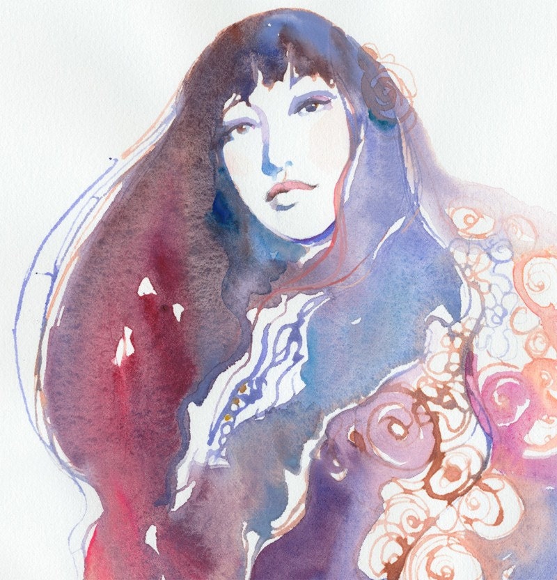 Original Watercolor Painting, Watercolor Painting, Fashion Illustration, Watercolour Flowers