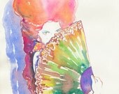 Print of Watercolour Fashion Illustration. Titled -  Belle.