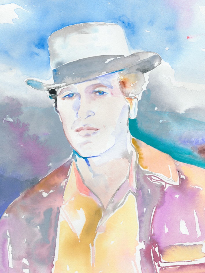 Original Watercolor Painting.  Paul Newman.