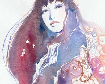Original Watercolor Painting, Watercolor Painting, Fashion Illustration, Watercolour Flowers