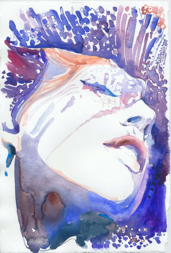 Print Watercolour Fashion Illustration. Titled - Shadows