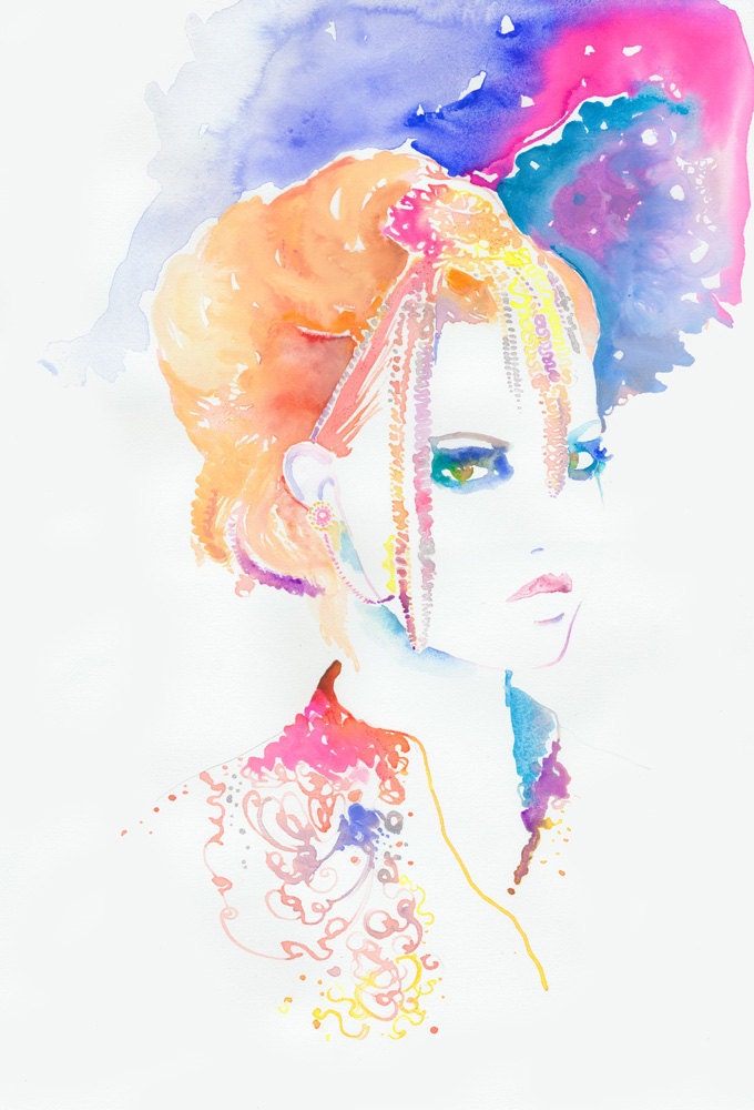 Original Watercolour Fashion Illustration. Titled: Chanel 2012 Paris Bombay 4.