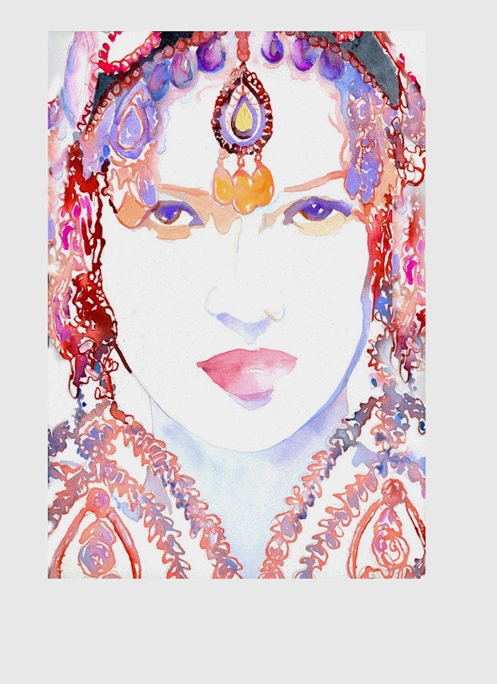 Print of Watercolor Fashion Illustration. Titled - Kate