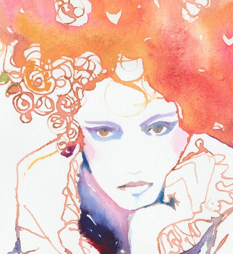 Print of Watercolour Fashion Illustration 8.5" x 11". Titled -  Belle