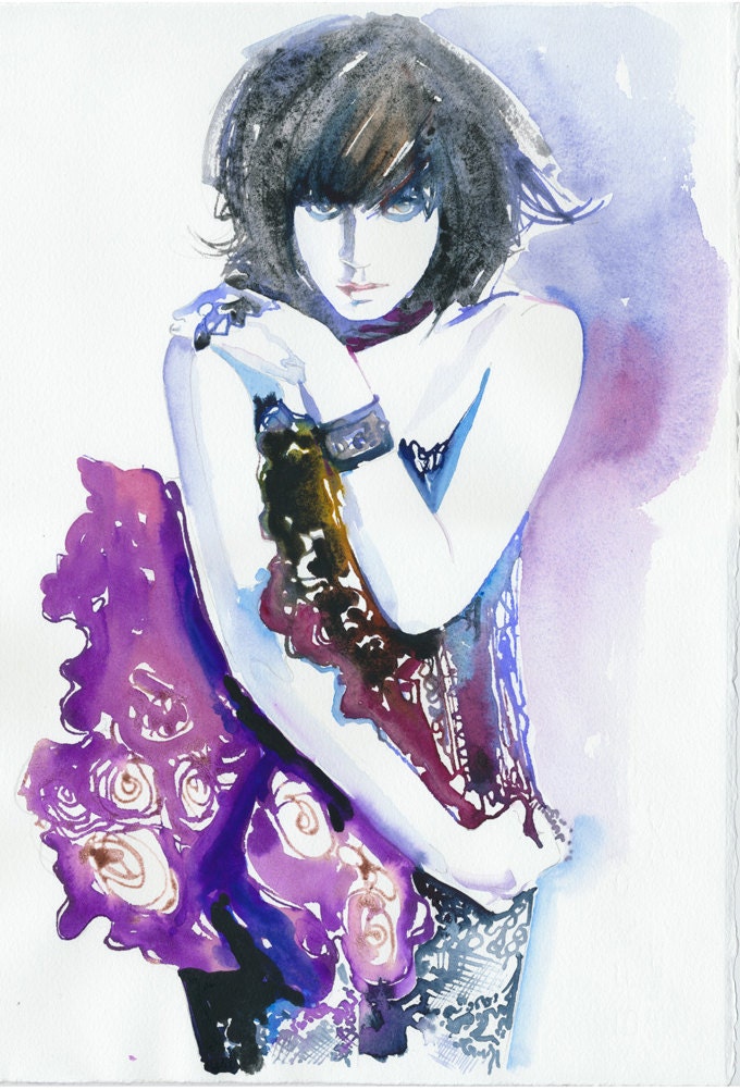 Print of Watercolour Fashion Illustration  - Lilly Allen Harpers Bazar Russia