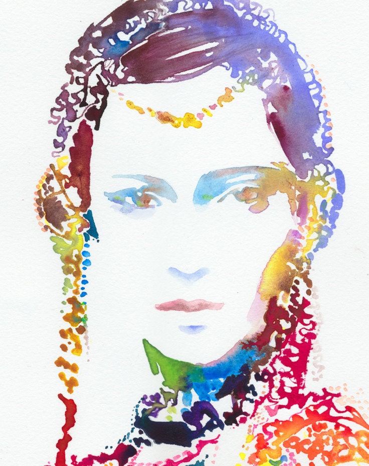 Watercolor Painting Print, Watercolour Fashion Illustration 8" x 10".  Titled: Warriorink3