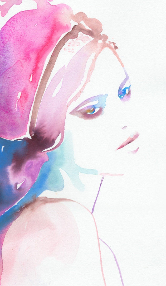 Print of Original Watercolor Fashion Illustration. Titled: Freja - Dansk Magazine