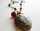 Long Locket Necklace, Gold Locket Necklace, Oval Locket Necklace, Can Be Made With Silver Locket, Vintage Style Locket Necklace
