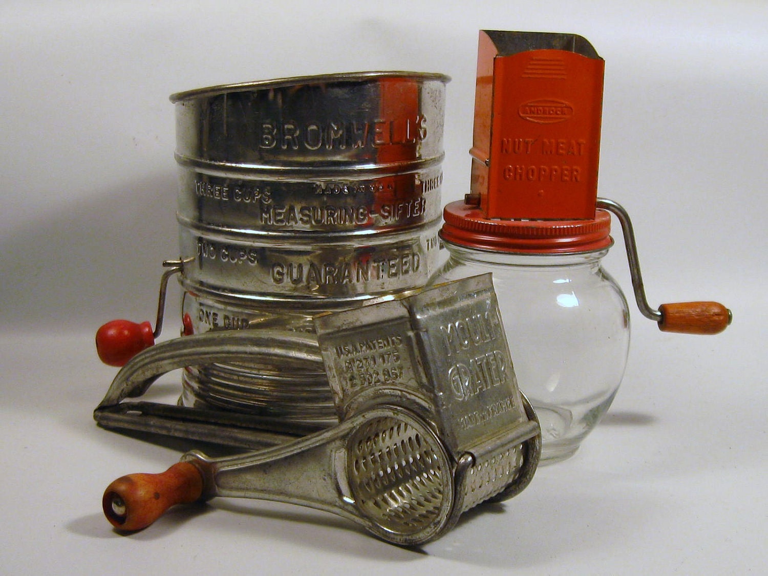 Bromwells Sifter Androck Nut Chopper Red Handled Mouli Grater