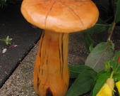 hand carved wooden mushroom