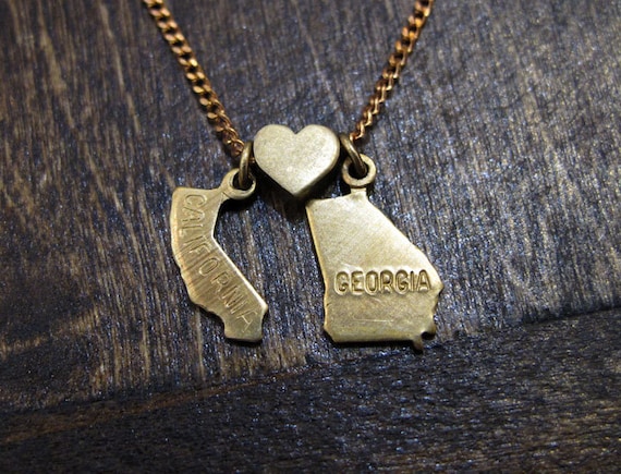 California Loves Georgia - State Charm Necklace