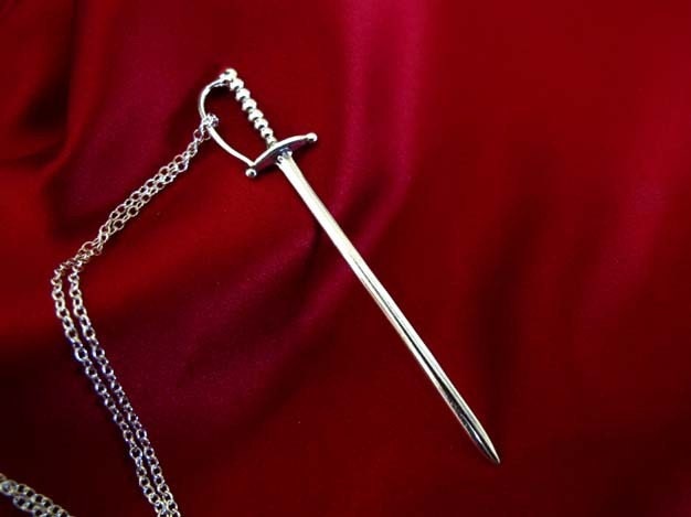 Sterling Silver Cocktail Sword Necklace
