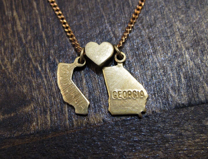 California Loves Georgia - State Charm Necklace