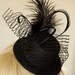 Black Mini Top Hat. Feathers, Veiling. Kentucky Derby Hat