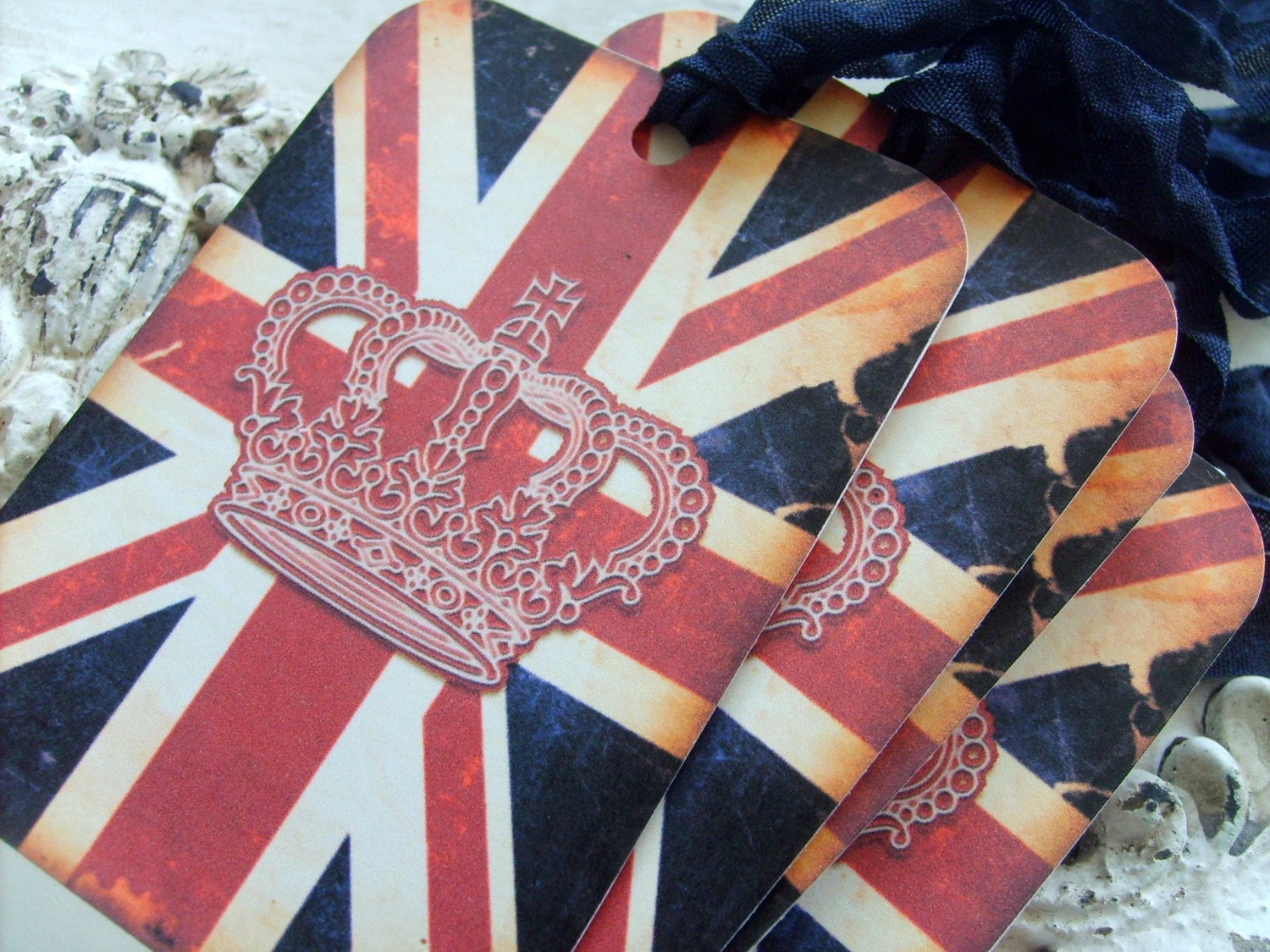 Union Jack British Flag Gift Tags, Vintage Style Union Jack, Red, White and Blue, London, United Kingdom