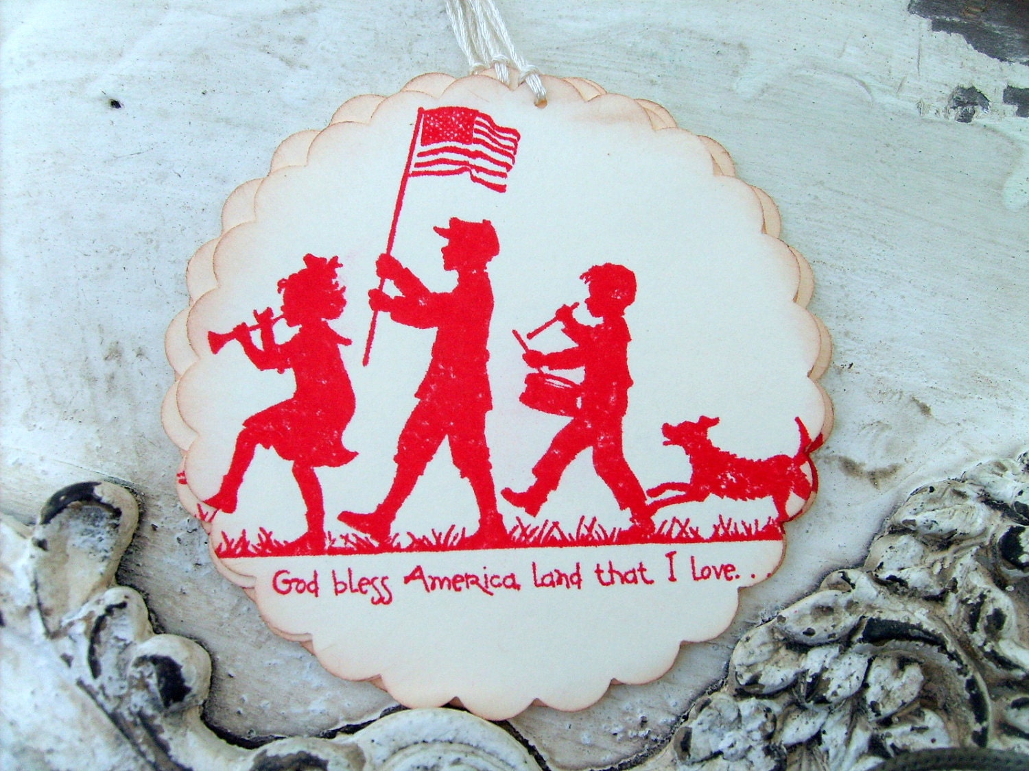 4th of July Gift Tags, Fourth of July Decor, Stamped Gift Tags, Patriotic Military, God Bless the USA, Set of 6