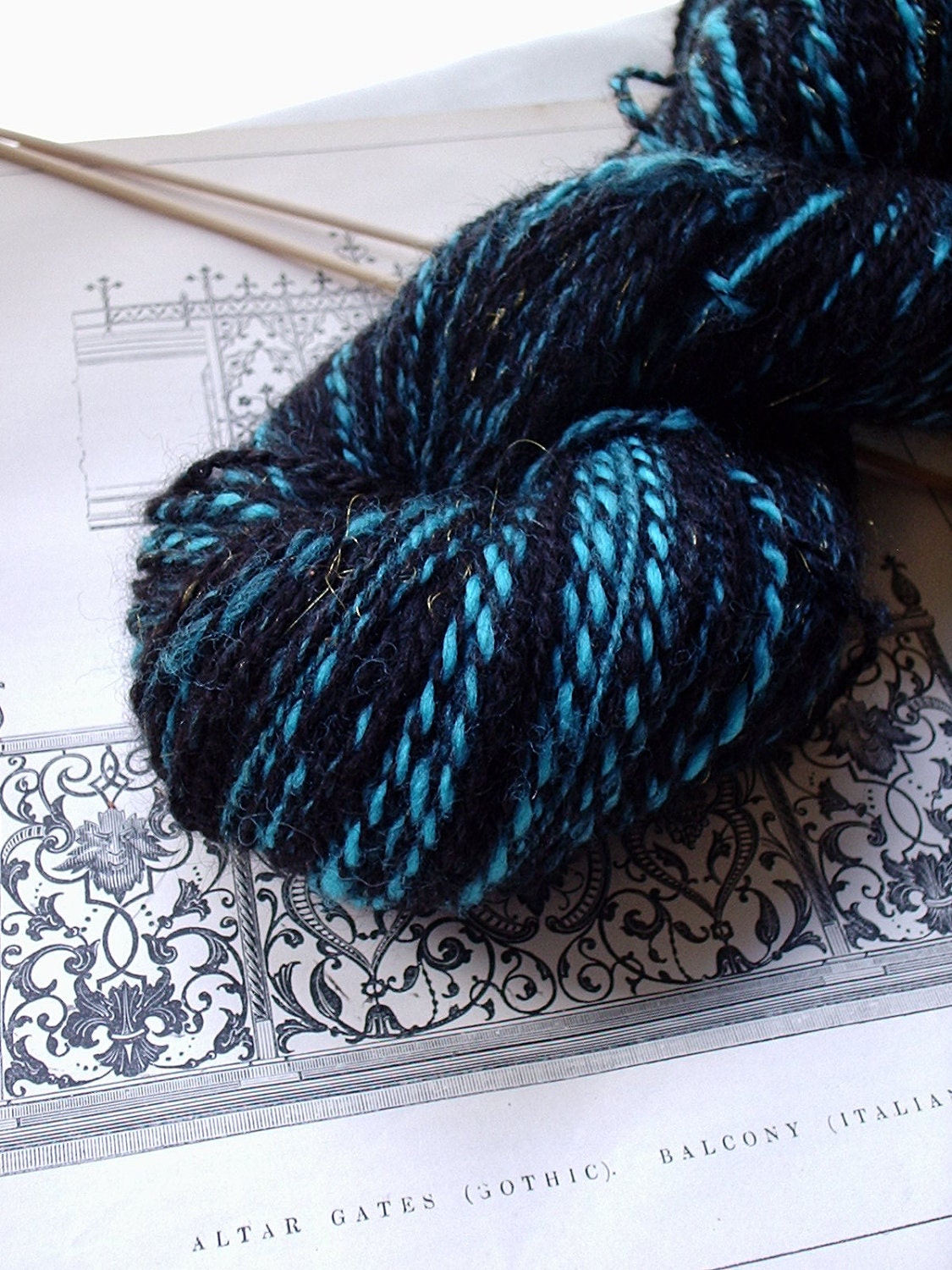 Handspun Yarn 2 Ply Alpaca and Merino - King Midas Walks at Midnight