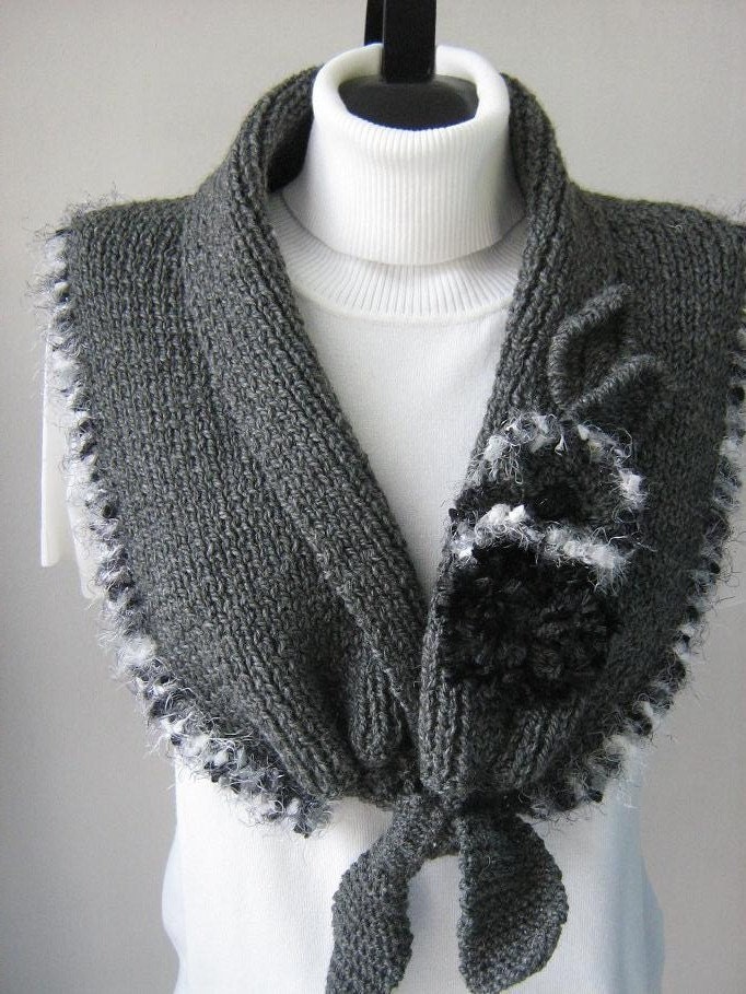 Knitting shawl, scarf or wrap