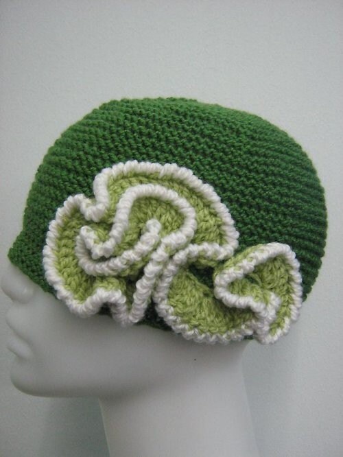 Knitting green hat