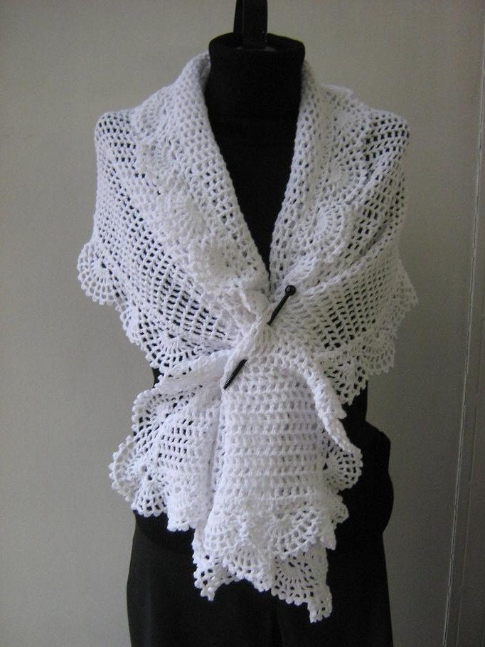 Crochet white shawl