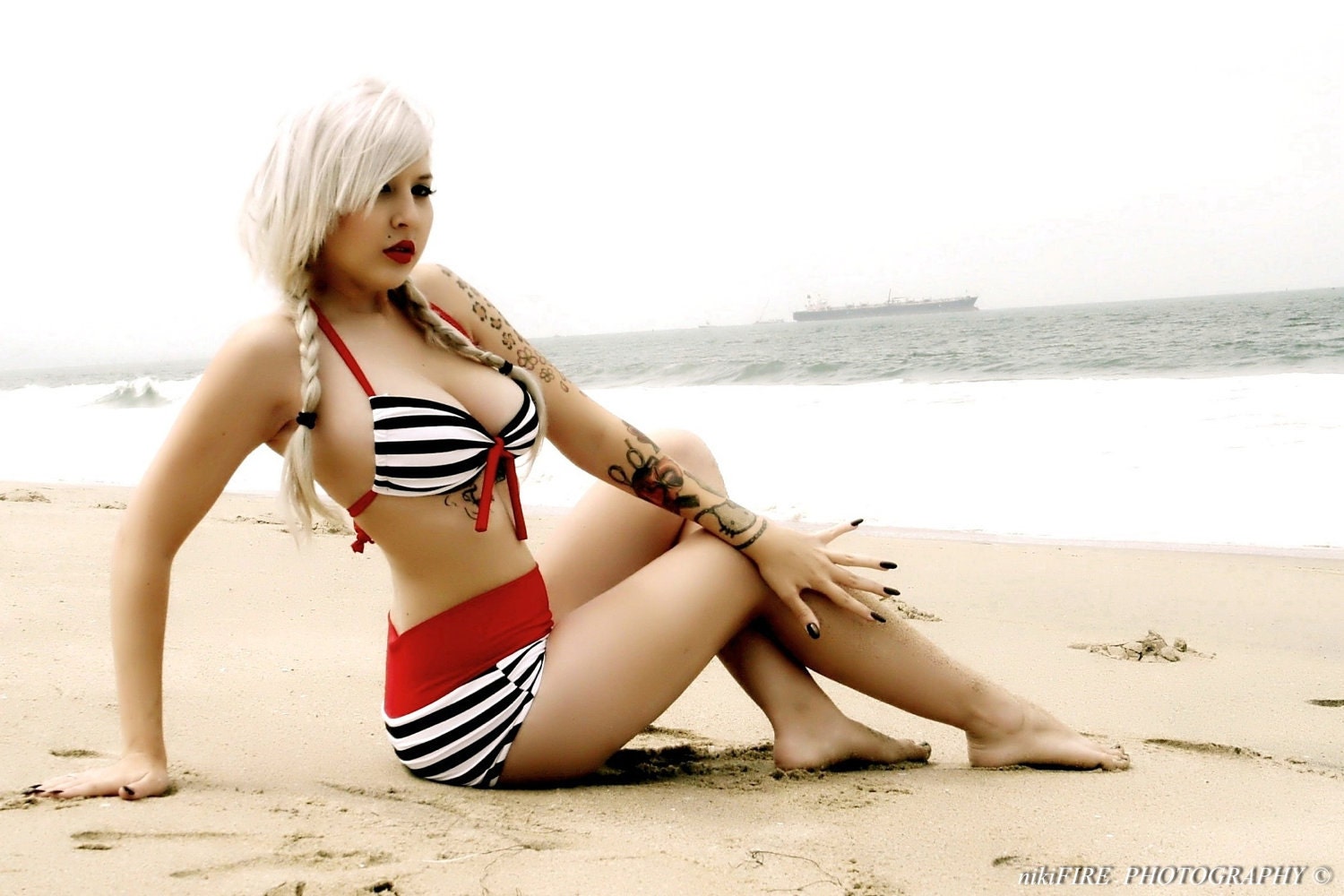 SALE// Mis Sailor girl high waisted swimsuit handmade