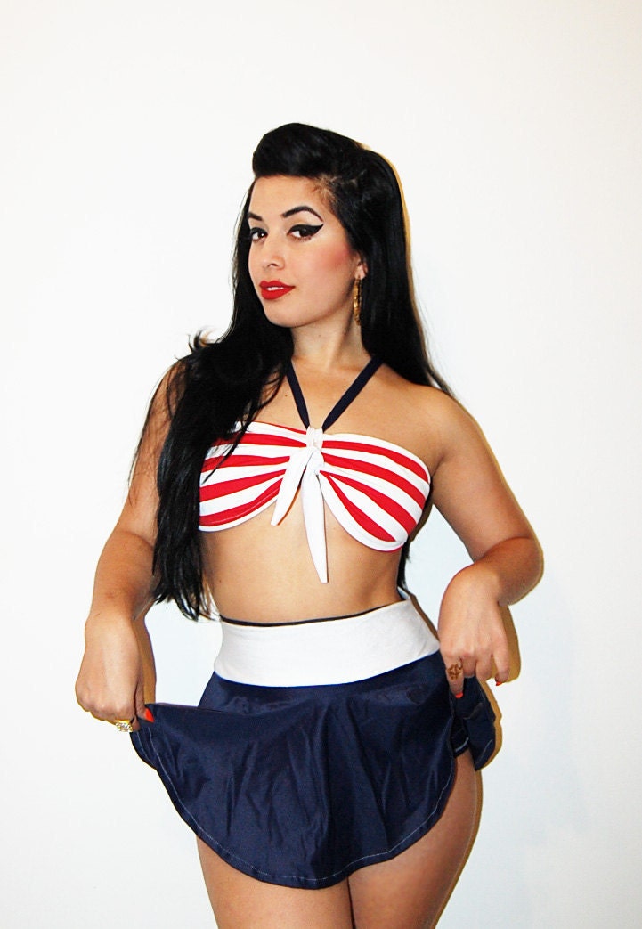 SALE//NEW sailor girl bikini swim skirt made to order