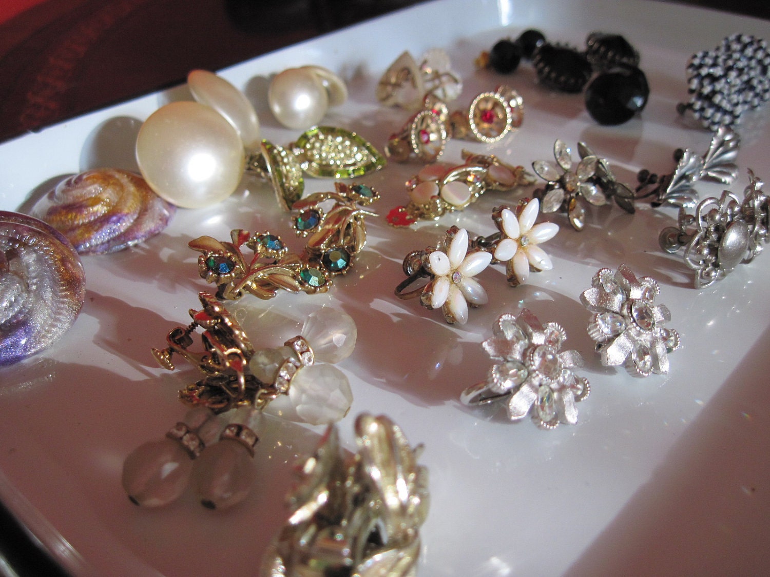 Large Collection of Clip Back and Screw Back Earrings.