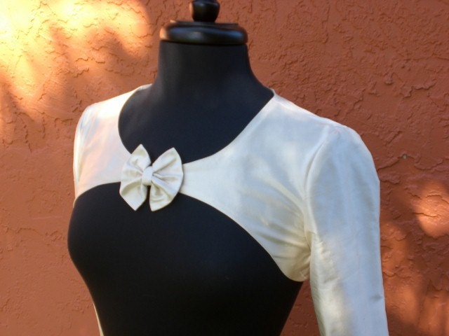 Julia Ivory Silk Wedding Jacket-Handmade-Bride