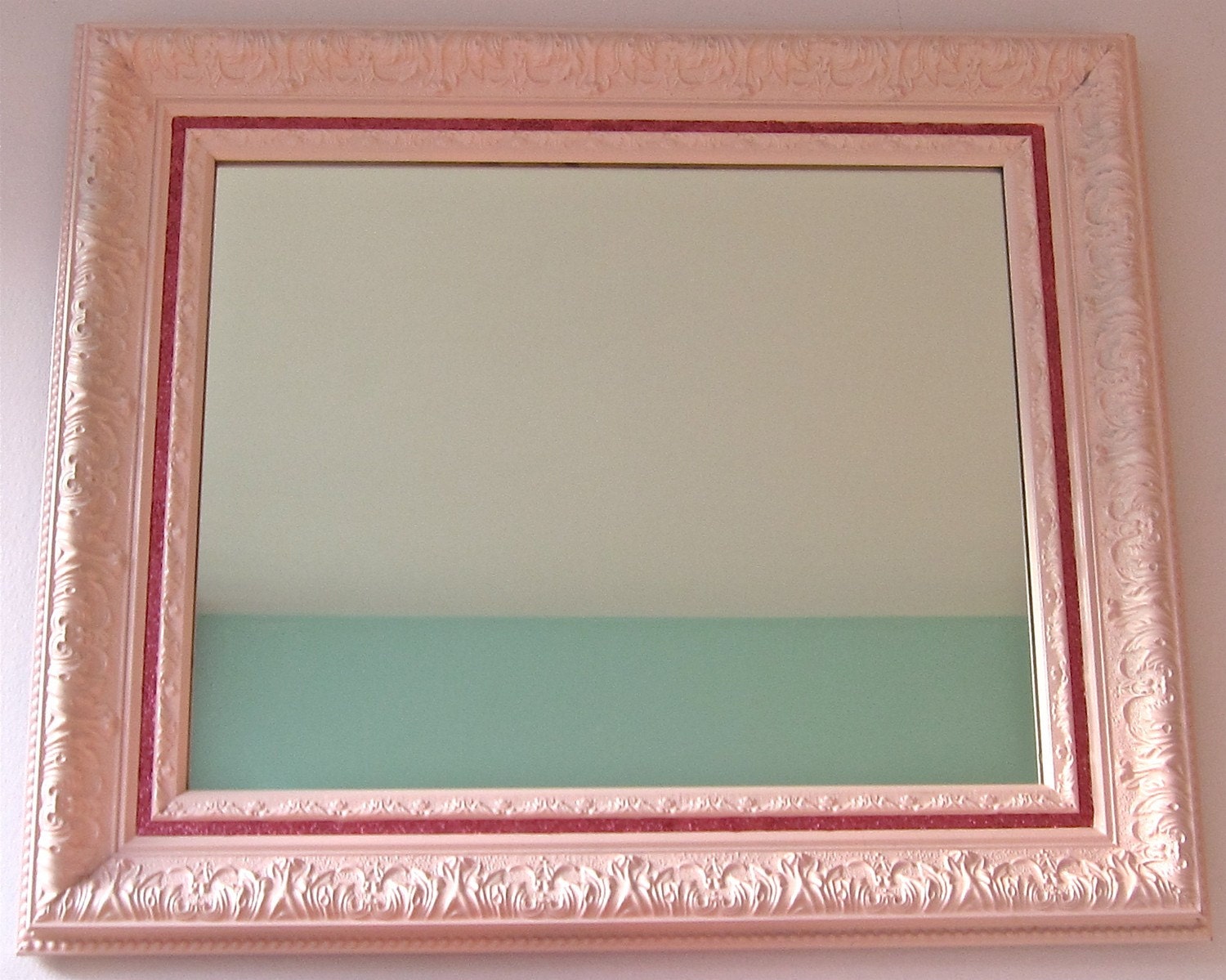 Baby Pink Decorative Mirror w/ Hot Pink Glitter