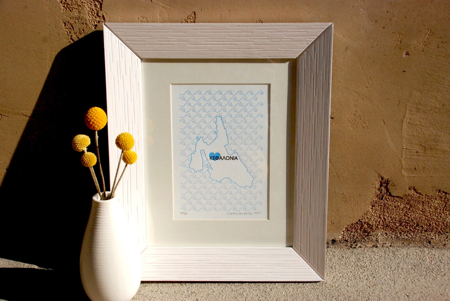Kefalonia Map - Limited Edition Letterpress Print